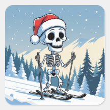 Gruseliger Weihnachts-Skelett auf Skiern