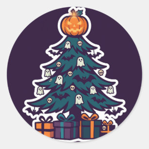 Gruseliger Weihnachtsbaum-Aufkleber Runder Aufkleber