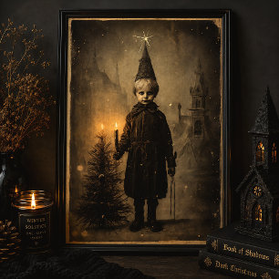 Gruseliger Weihnachtsjunge Vintage Gothic Creepmas Poster