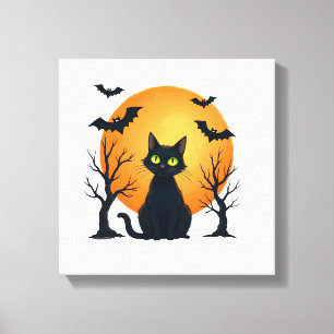 Gruseliger Weihnachtskatzenkostüm Retro-Katze Mond Leinwanddruck