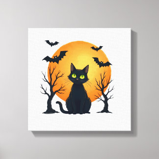 Gruseliger Weihnachtskatzenkostüm Retro-Katze Mond Leinwanddruck