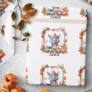Gruseliger Whimsical Fuchs-Kürbis-Patch-Halloween Geschenkpapier