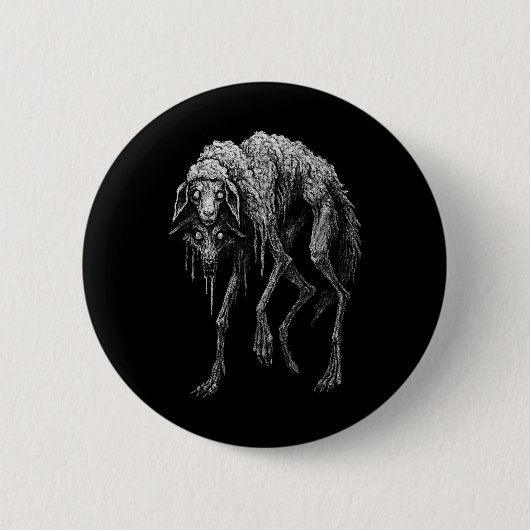 Gruseliger Wolf Schaf Horror Gruselig Folklore Got Button (Vorderseite)