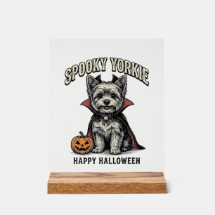 Gruseliger Yorkie Halloween-Hund Vintage-Shirt-Des Acrylschild