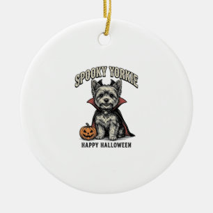 Gruseliger Yorkie Halloween-Hund Vintage-Shirt-Des Keramik Ornament