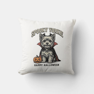 Gruseliger Yorkie Halloween-Hund Vintage-Shirt-Des Kissen