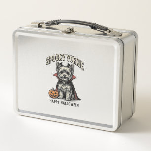 Gruseliger Yorkie Halloween-Hund Vintage-Shirt-Des Metall Brotdose