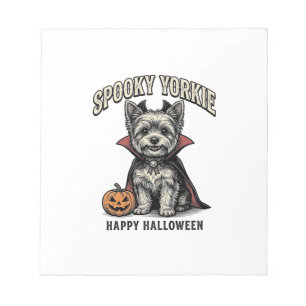Gruseliger Yorkie Halloween-Hund Vintage-Shirt-Des Notizblock