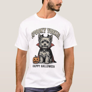 Gruseliger Yorkie Halloween-Hund Vintage-Shirt-Des T-Shirt
