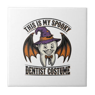 Gruseliger Zahnarzt-Kostüm Halloween Dental-Shirt  Fliese