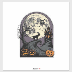 Gruseliger Ziegenmond Vintage-Halloween-Silhouette Aufkleber