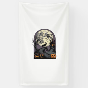 Gruseliger Ziegenmond Vintage Halloween Silhouette Banner