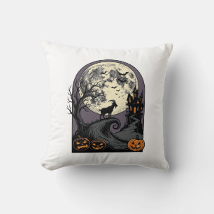 Gruseliger Ziegenmond Vintage-Halloween-Silhouette Kissen