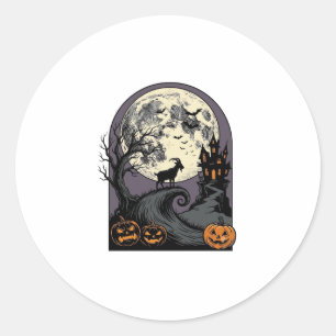Gruseliger Ziegenmond Vintage-Halloween-Silhouette Runder Aufkleber