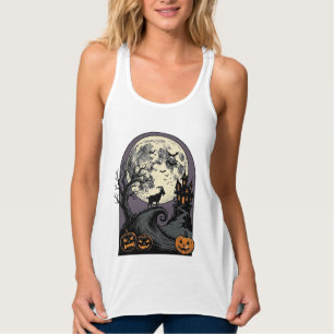 Gruseliger Ziegenmond Vintage-Halloween-Silhouette Tank Top