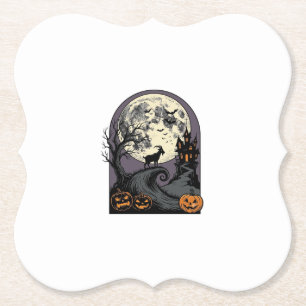 Gruseliger Ziegenmond Vintage Halloween Silhouette Untersetzer