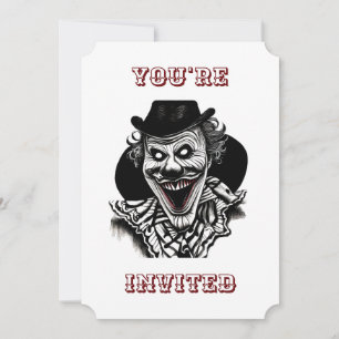 Gruseliger Zirkusclown Vintage Halloween-Party Einladung