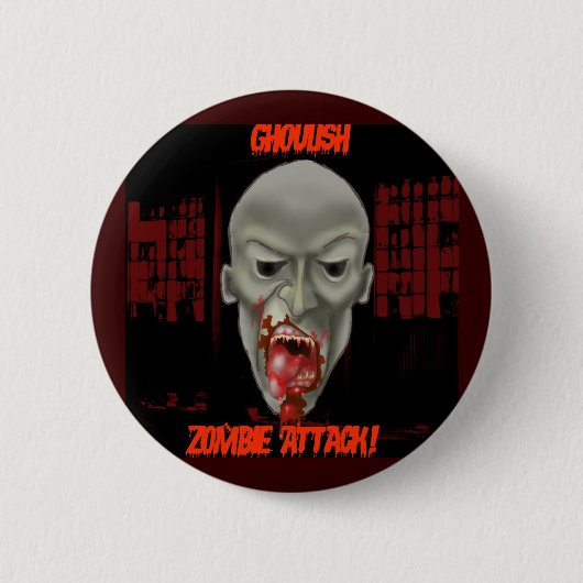 Gruseliger Zombie-Angriff Button (Vorderseite)