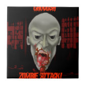 Gruseliger Zombie-Angriff Fliese (Vorderseite)