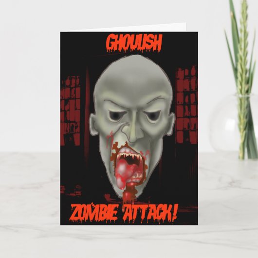 Gruseliger Zombie-Angriff Karte (Vorderseite)