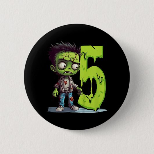 Gruseliger Zombie für Kinder - fünf Jahre - unheim Button (Vorderseite)