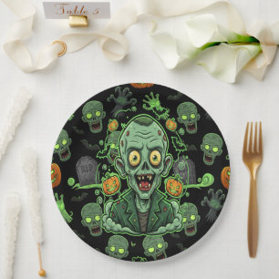 Gruseliger Zombie-Halloween-Spaß Pappteller