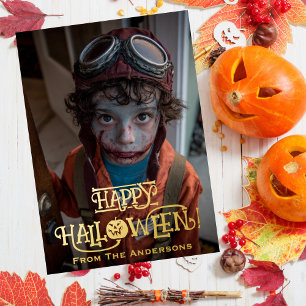 Gruseliger Zombie-Pilot-Foto Lustiges Foto Hallowe Folien Feiertagskarte