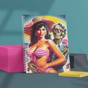Gruseliger Zombie-Strand-Pin-up Notizblock