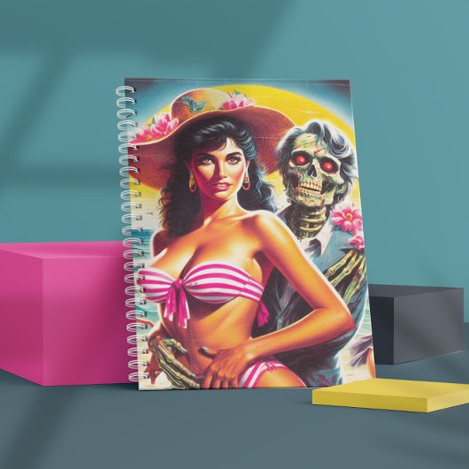 Gruseliger Zombie-Strand-Pin-up Notizblock