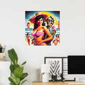 Gruseliger Zombie-Strand-Pin-up Poster (Heimbüro)