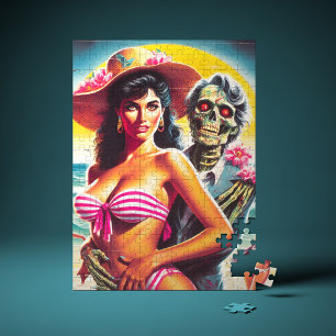 Gruseliger Zombie-Strand-Pin-up Puzzle