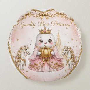 Gruseliges Boo-Kissenbezug   Rosa Prinzessin Geist Rundes Kissen