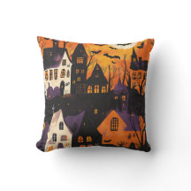 Gruseliges Dorf Spukhaftes Lila Orange Halloween