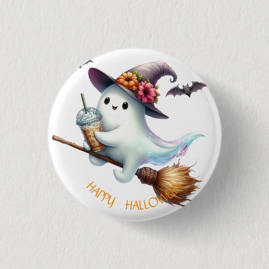Gruseliges Frohes Halloween Button (Vorderseite)