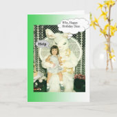 Gruseliges Geburtstags-Häschen Karte (Gelbe Blume)