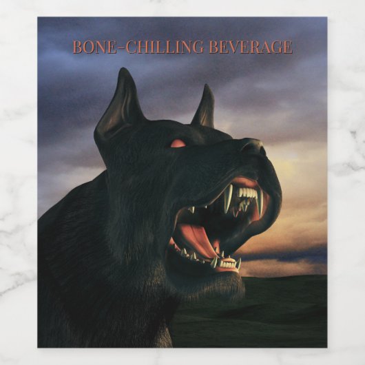 Gruseliges Getränk. Großer, schwarzer Hund Weinetikett (Einzelnes Label)