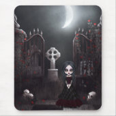 Gruseliges Goth Mädchen u. Friedhof Mousepad (Vorne)
