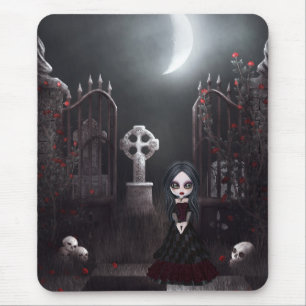 Gruseliges Goth Mädchen u. Friedhof Mousepad