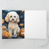 Gruseliges Halloween-Cockapoo mit Kürbissen Karte (Innenseite)