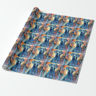 Gruseliges Halloween Dogge mit Kürbissen Geschenkpapier