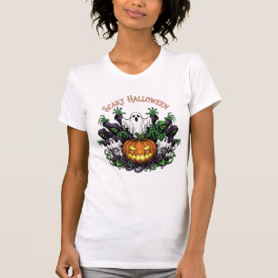 Gruseliges Halloween-Geist- & Sensenmann-T-Shirt T-Shirt