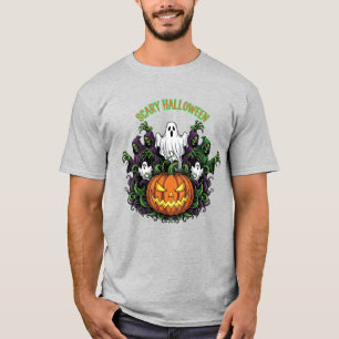 Gruseliges Halloween-Geist- & Sensenmann-T-Shirt T-Shirt