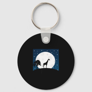 Gruseliges Halloween-Geschenk - Giraffe auf Mond - Schlüsselanhänger