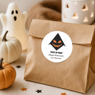 Gruseliges Halloween-Gesicht – Trick-or-Treat-Desi Runder Aufkleber