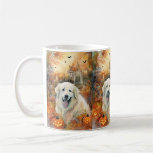 Gruseliges Halloween Great Pyrenees mit Kürbissen Kaffeetasse