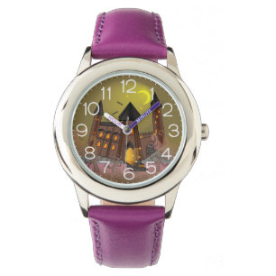 Gruseliges Halloween-Hexenhaus und Vampirschloss Armbanduhr