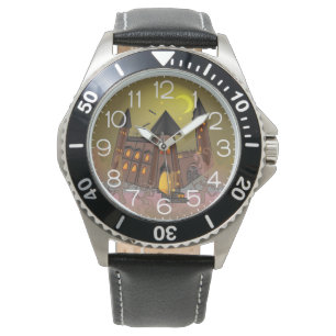 Gruseliges Halloween-Hexenhaus und Vampirschloss  Armbanduhr