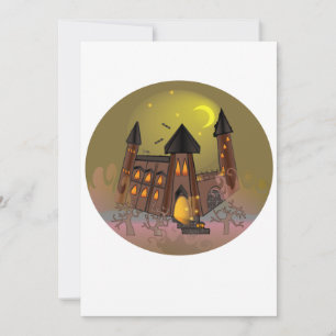 Gruseliges Halloween-Hexenhaus und Vampirschloss Einladung