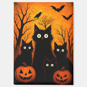 Gruseliges Halloween-Katzen- und Fledermaus-Design Magnet
