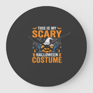 Gruseliges Halloween-Kostenüm Kürbis-Hexen-Design Große Wanduhr